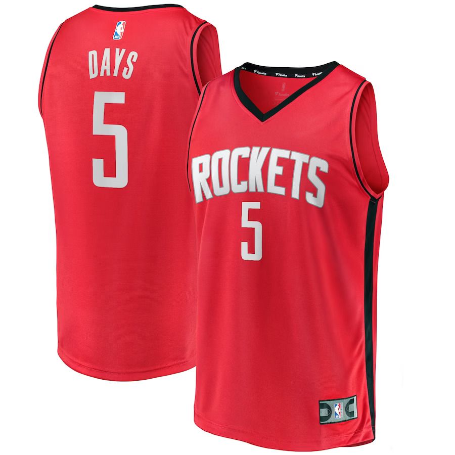 Men Houston Rockets 5 Darius Days Fanatics Branded Red Fast Break Player NBA Jersey